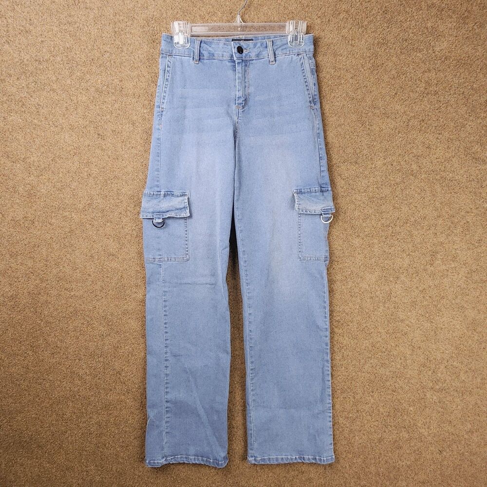 Zoe by Zoe + Phoebe Junior Mid Ride Cargo Jeans Light Wash Blue Size 7 Stretch